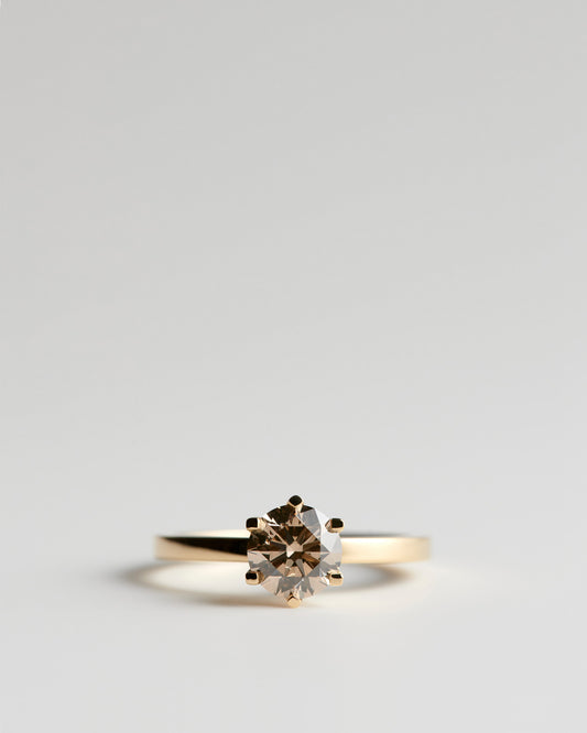 Solitaire - 6 Claw Round - Champagne Diamond