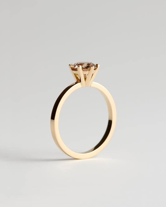 Solitaire - 6 Claw Round - Champagne Diamond