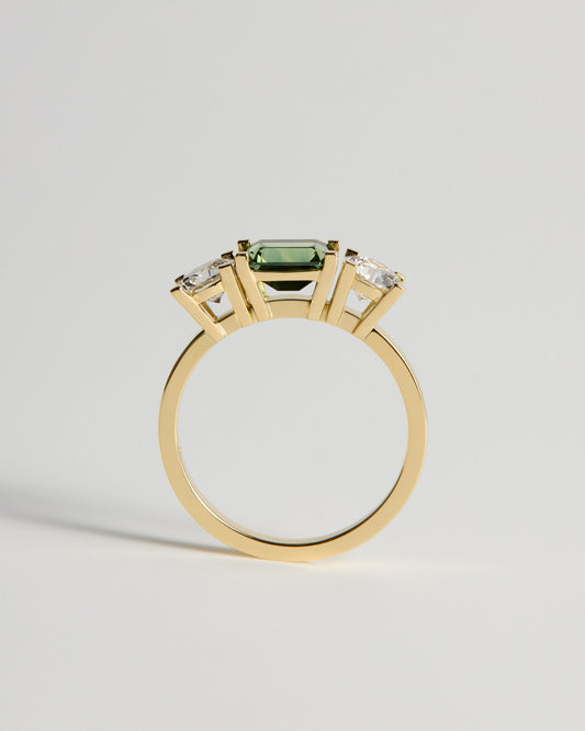 Triple Solitaire - Parti Sapphire & White Diamond