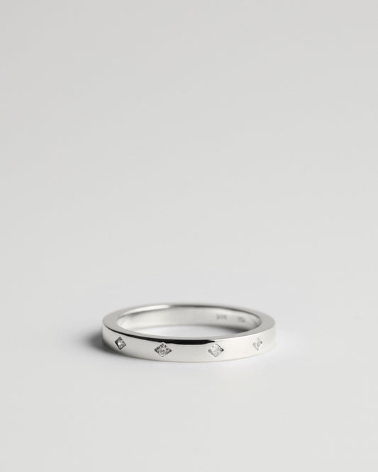 Fine Single Trap Ring - White Diamonds