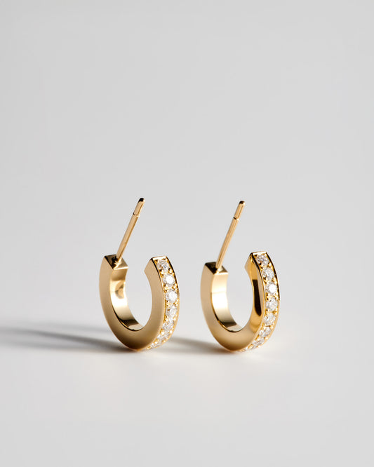 Joan Pavé Hoop Earrings - White Diamonds