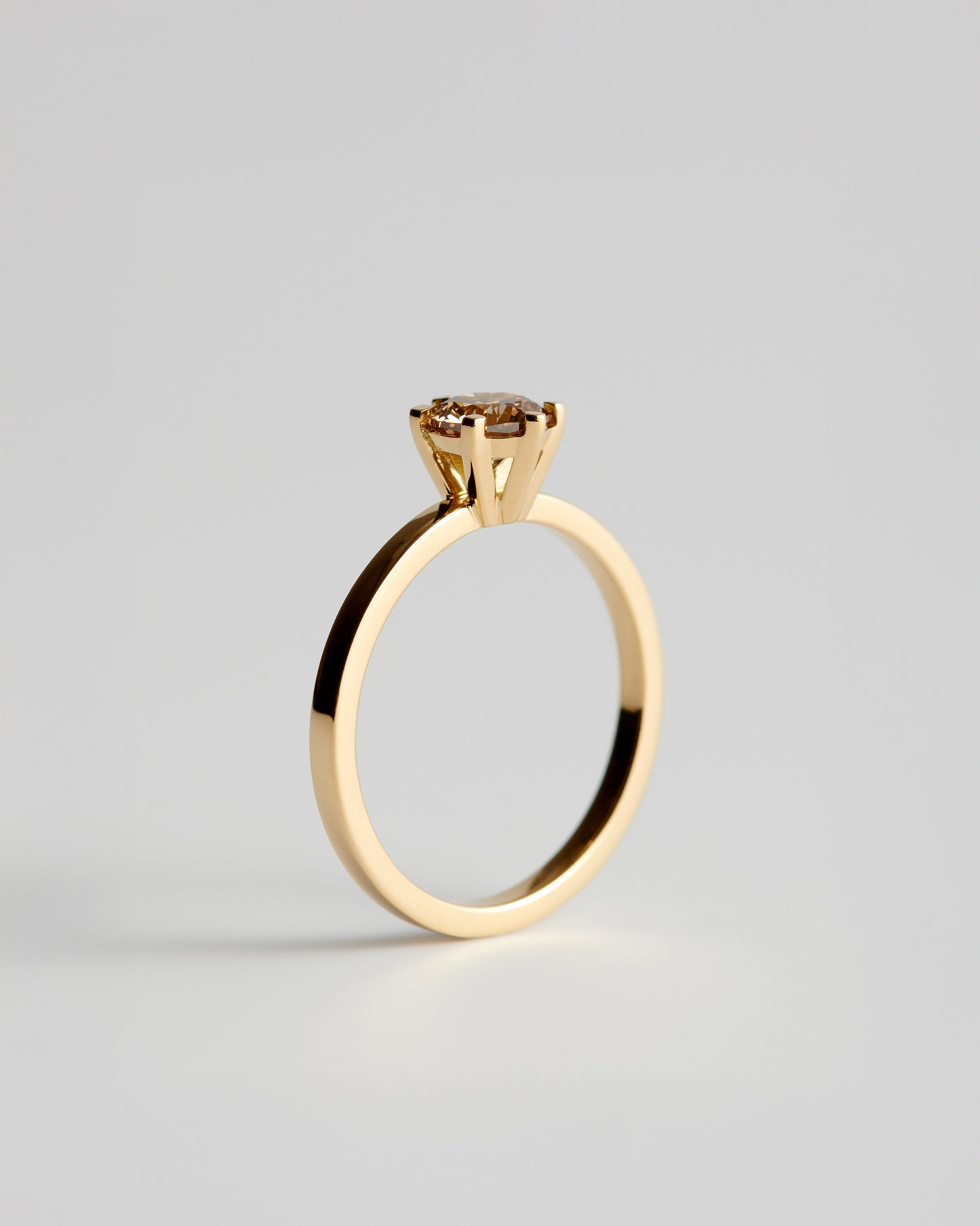 Solitaire - 6 Claw Octagonal - Champagne Diamond (Sol 13)