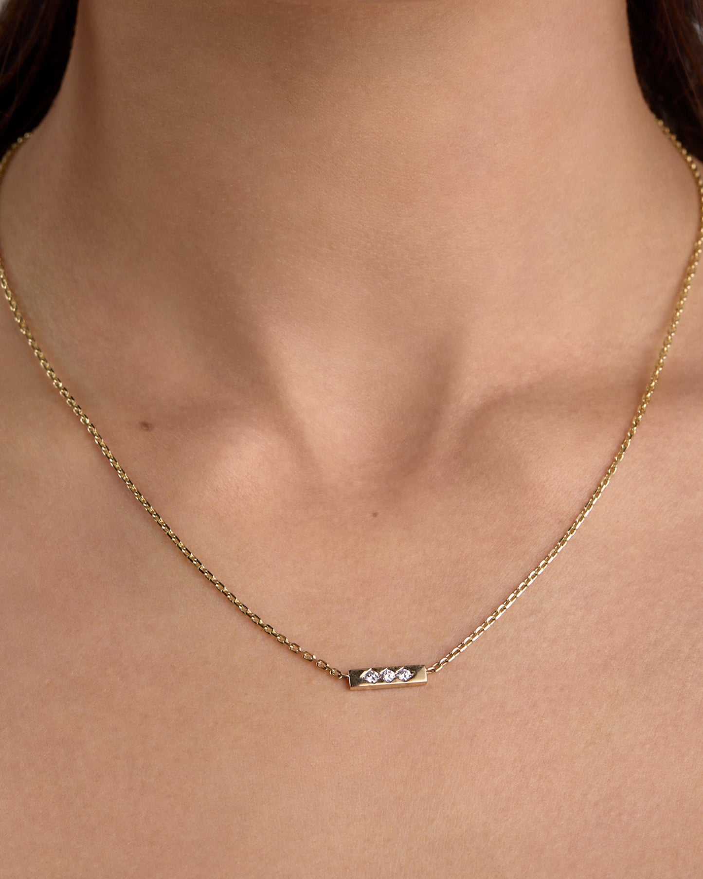 Trap Bar Necklace - White Diamonds