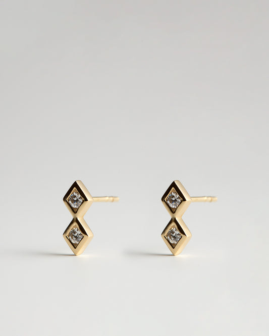 Double Step Earrings - White Diamonds