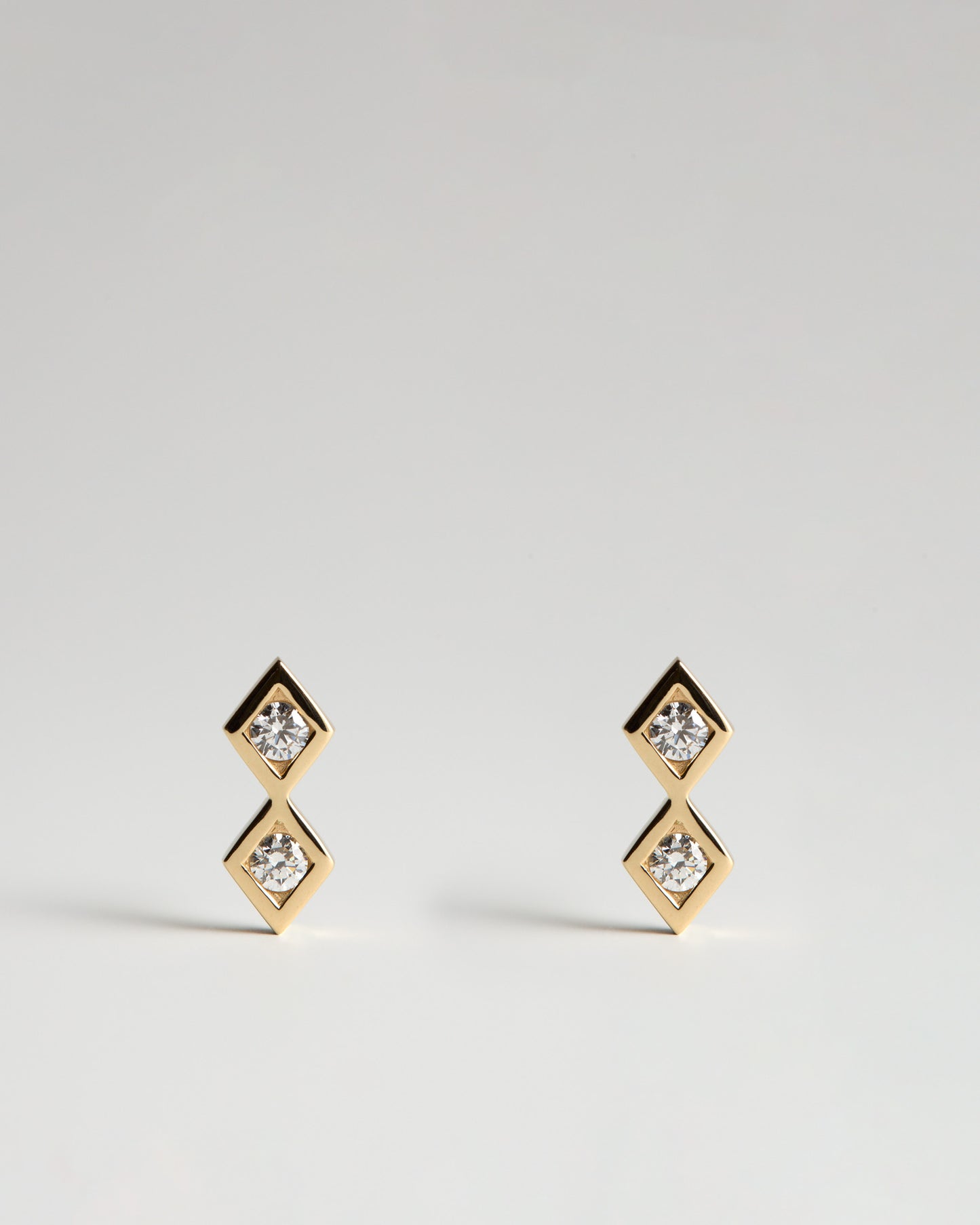 Double Step Earrings - White Diamonds