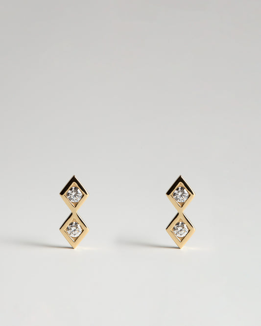 Double Step Earrings - White Diamonds