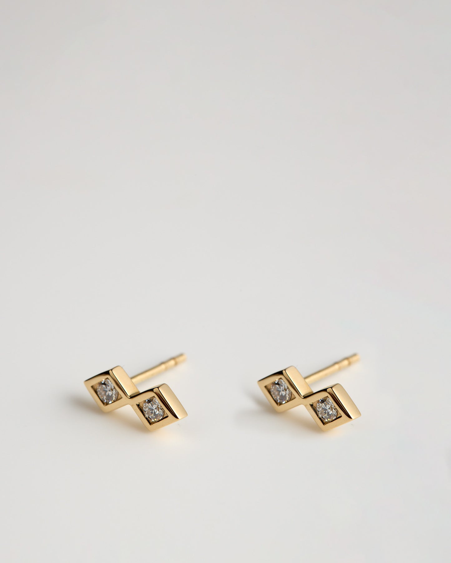 Double Step Earrings - White Diamonds