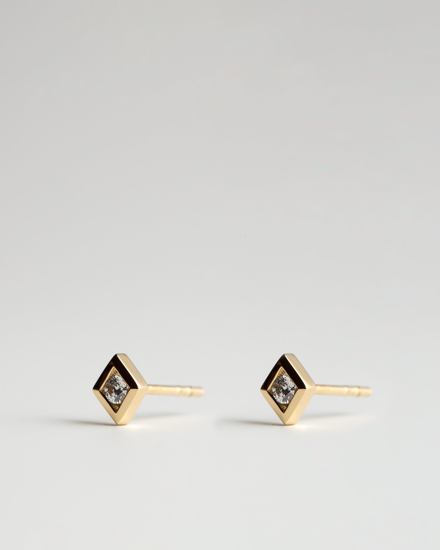 Single Step Earrings - White Diamonds