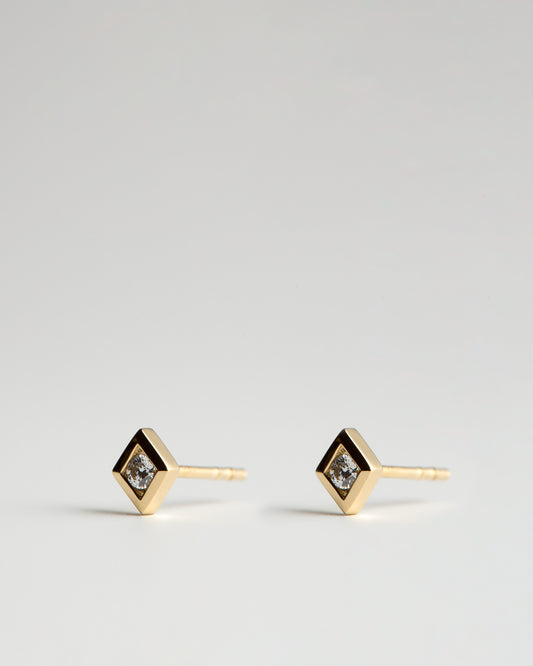 Single Step Earrings - White Diamonds