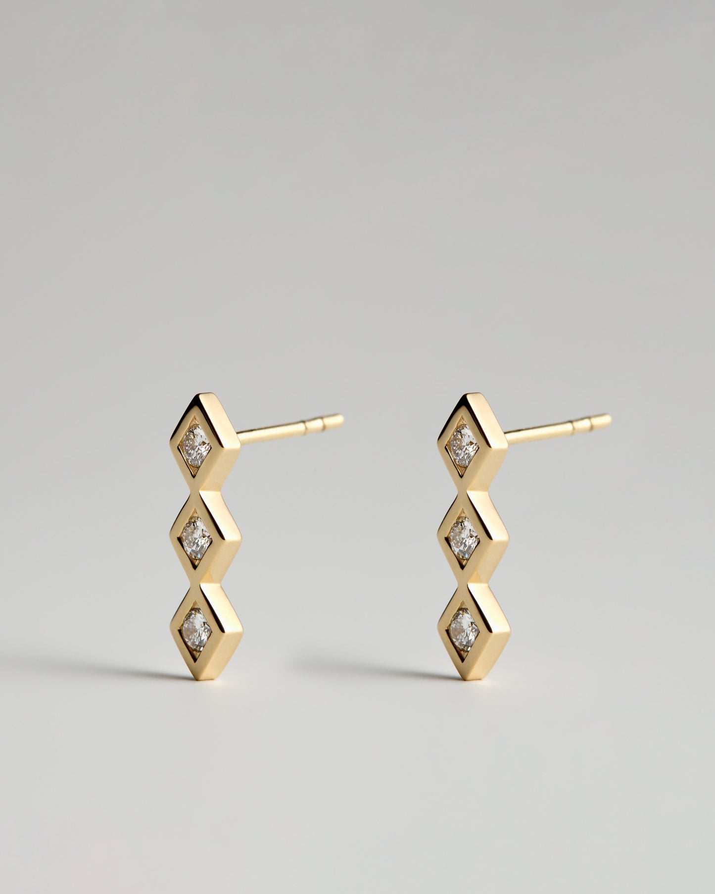 Triple Step Earrings - White Diamonds