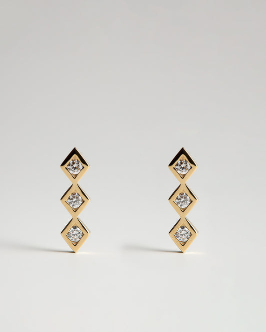 Triple Step Earrings - White Diamonds