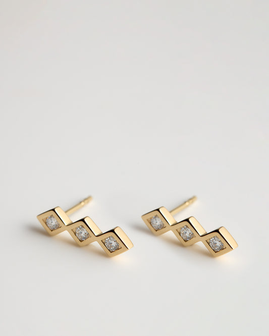 Triple Step Earrings - White Diamonds