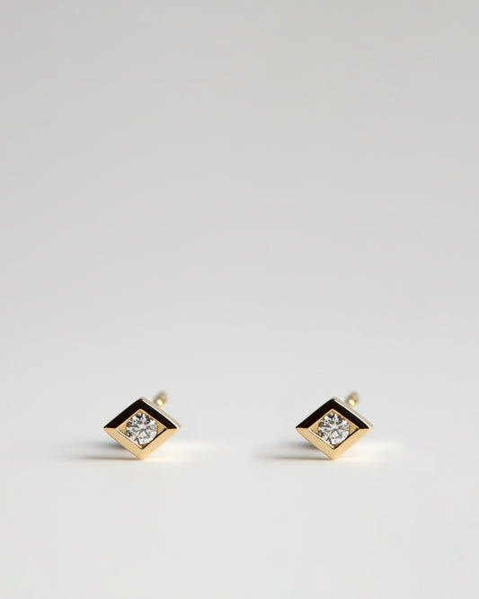 Single Step Earrings - White Diamonds