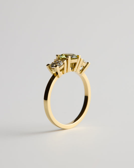 Triple Solitaire - Round Sapphire & White Diamond (Sol 38)