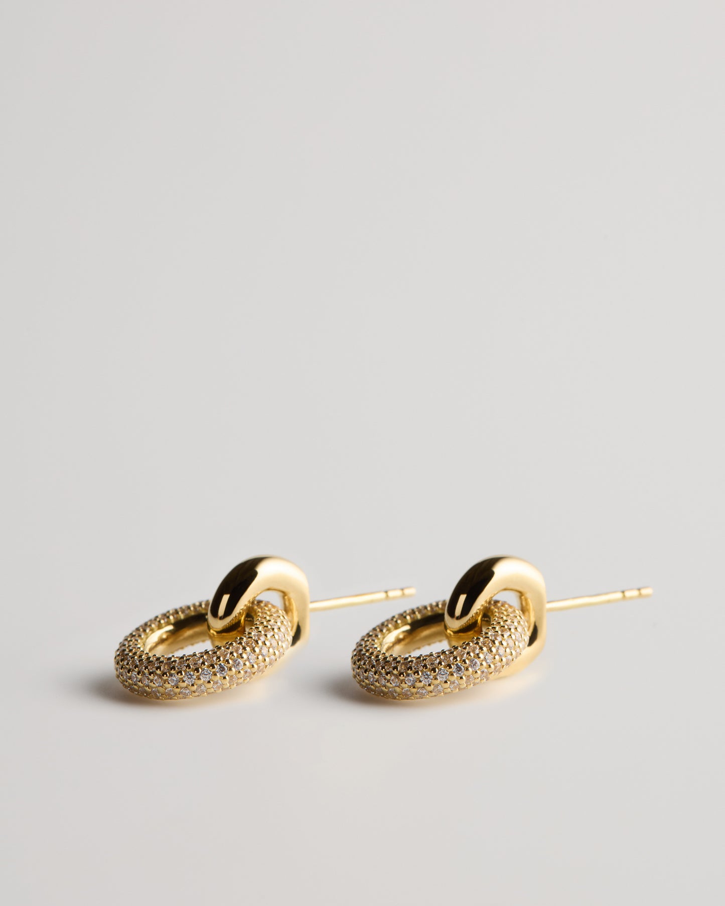 Double Signal Earrings - White Diamonds