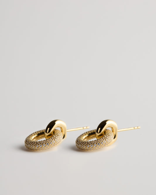 Double Signal Earrings - White Diamonds