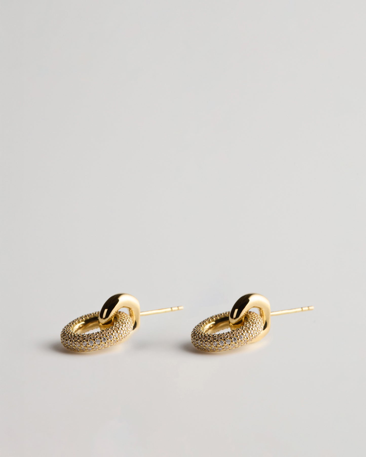 Fine Double Signal Earrings - White Diamonds