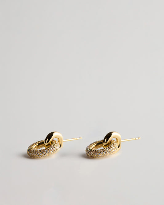 Fine Double Signal Earrings - White Diamonds