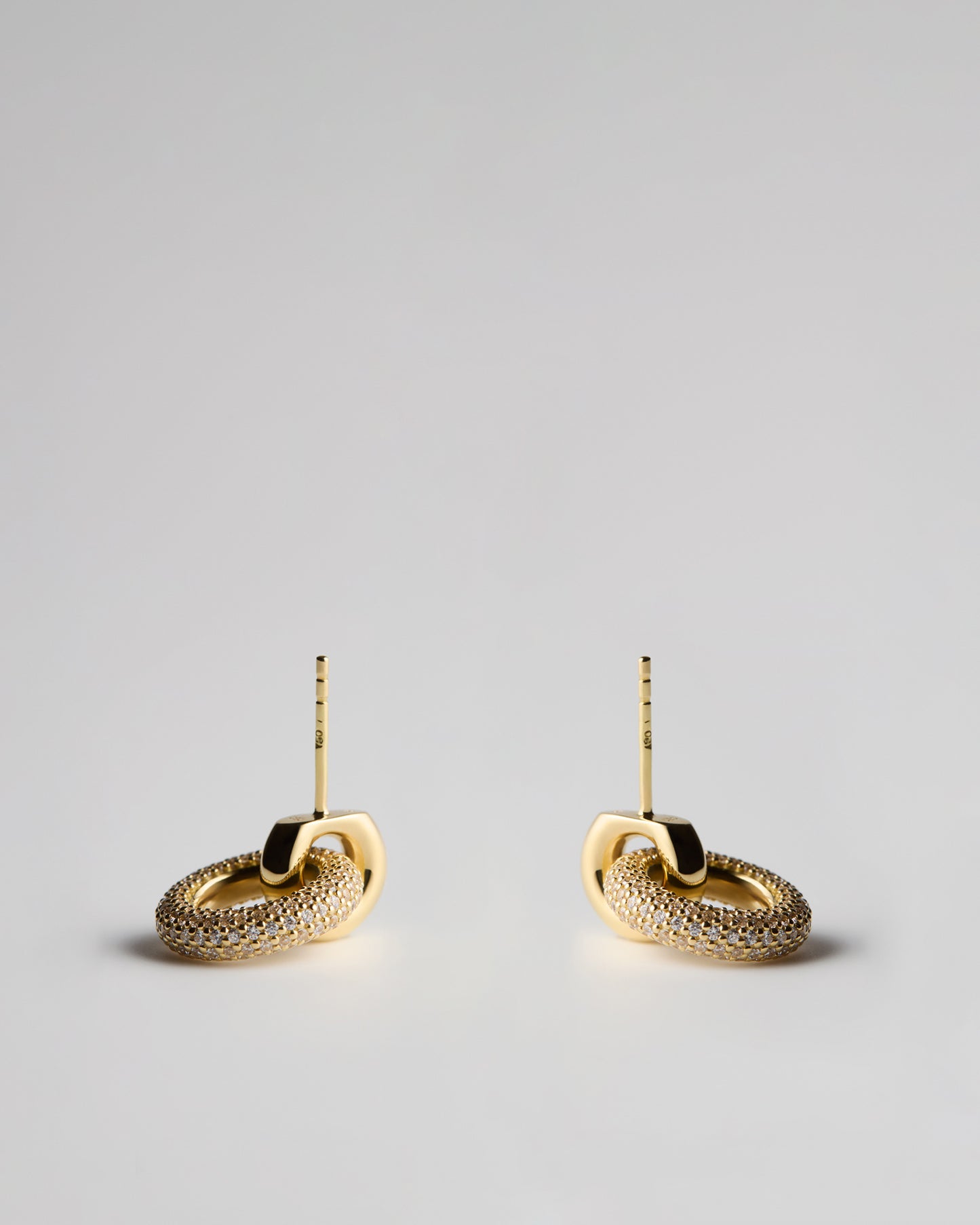 Fine Double Signal Earrings - White Diamonds