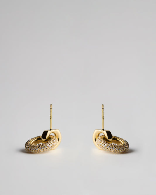 Fine Double Signal Earrings - White Diamonds