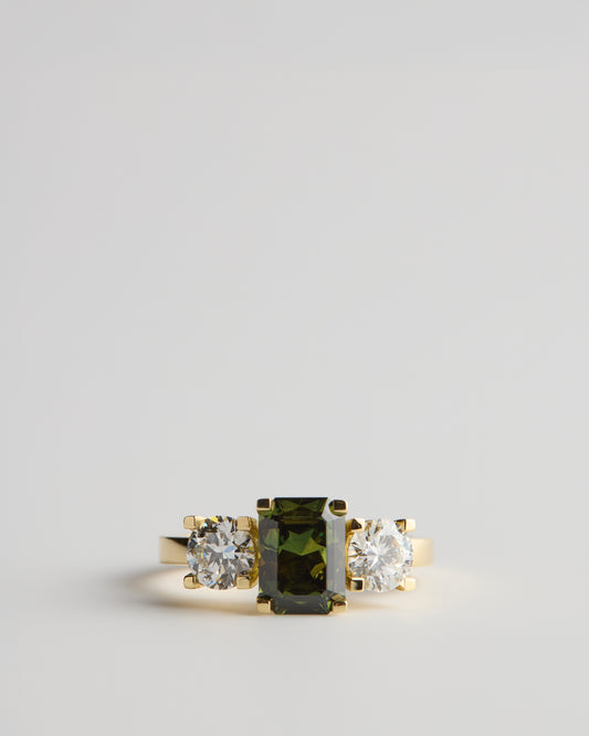 Triple Solitaire - Parti Sapphire N/S & White Diamond