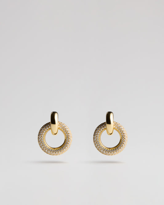 Double Signal Earrings - White Diamonds