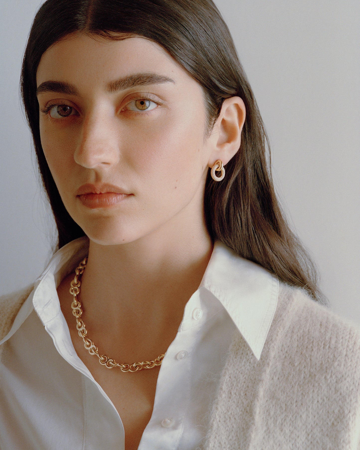 Double Signal Earrings - White Diamonds