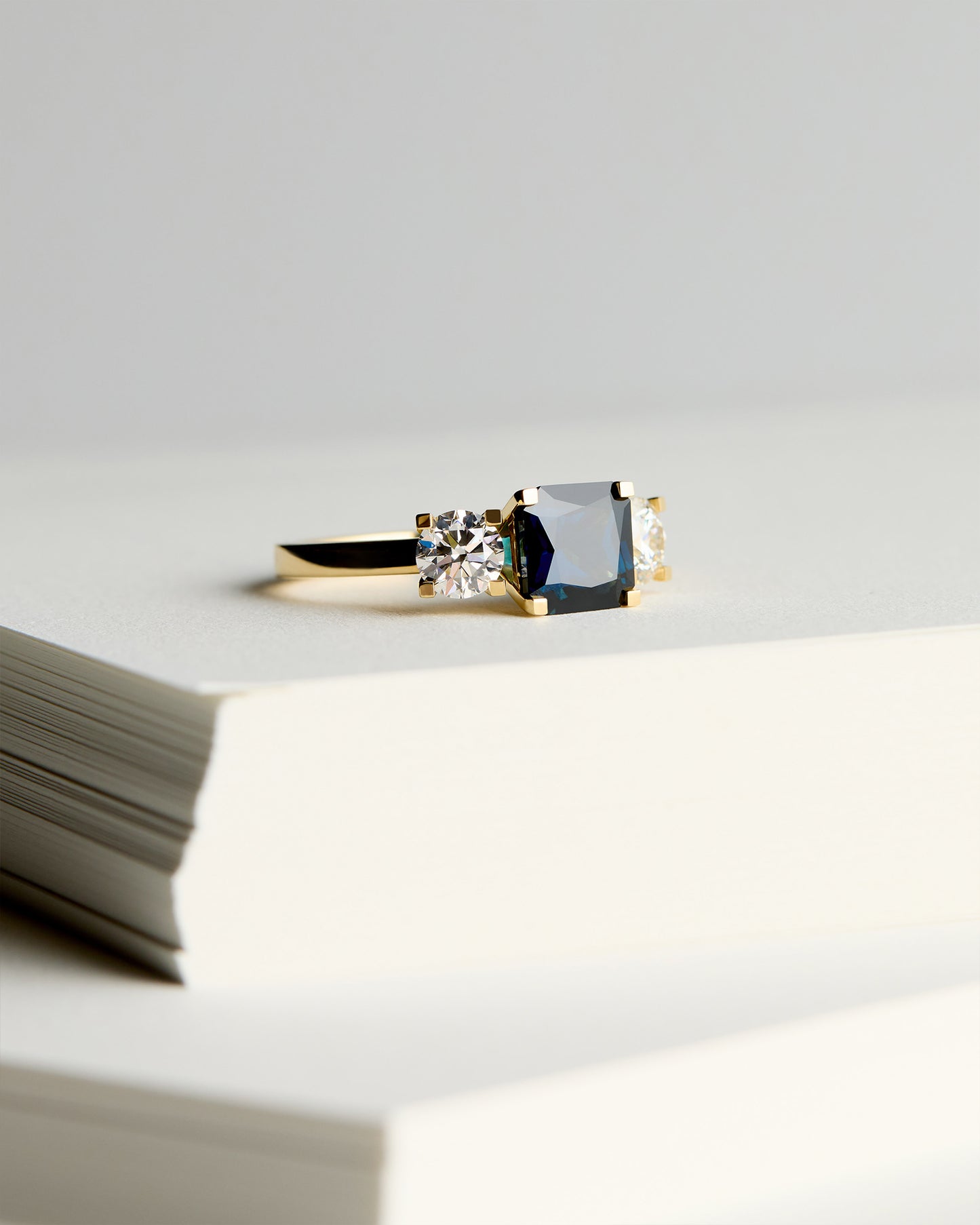 Triple Solitaire - Emerald Sapphire E/W & White Diamond (Sol 47)