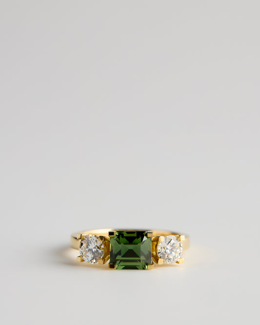 Triple Solitaire - Emerald Sapphire E/W & White Diamonds (Sol 49)