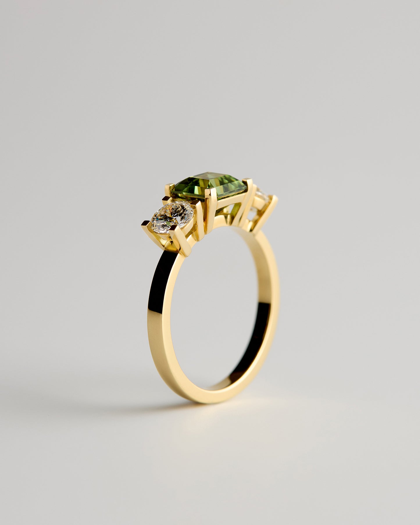 Triple Solitaire - Emerald Sapphire E/W & White Diamonds (Sol 49)