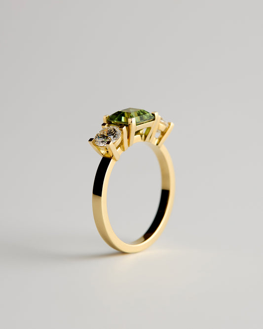 Triple Solitaire - Emerald Sapphire E/W & White Diamonds (Sol 49)