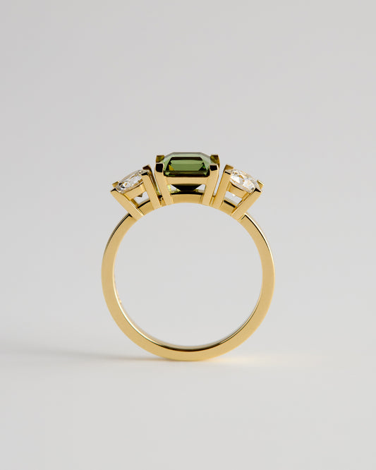 Triple Solitaire - Emerald Sapphire E/W & White Diamonds (Sol 49)