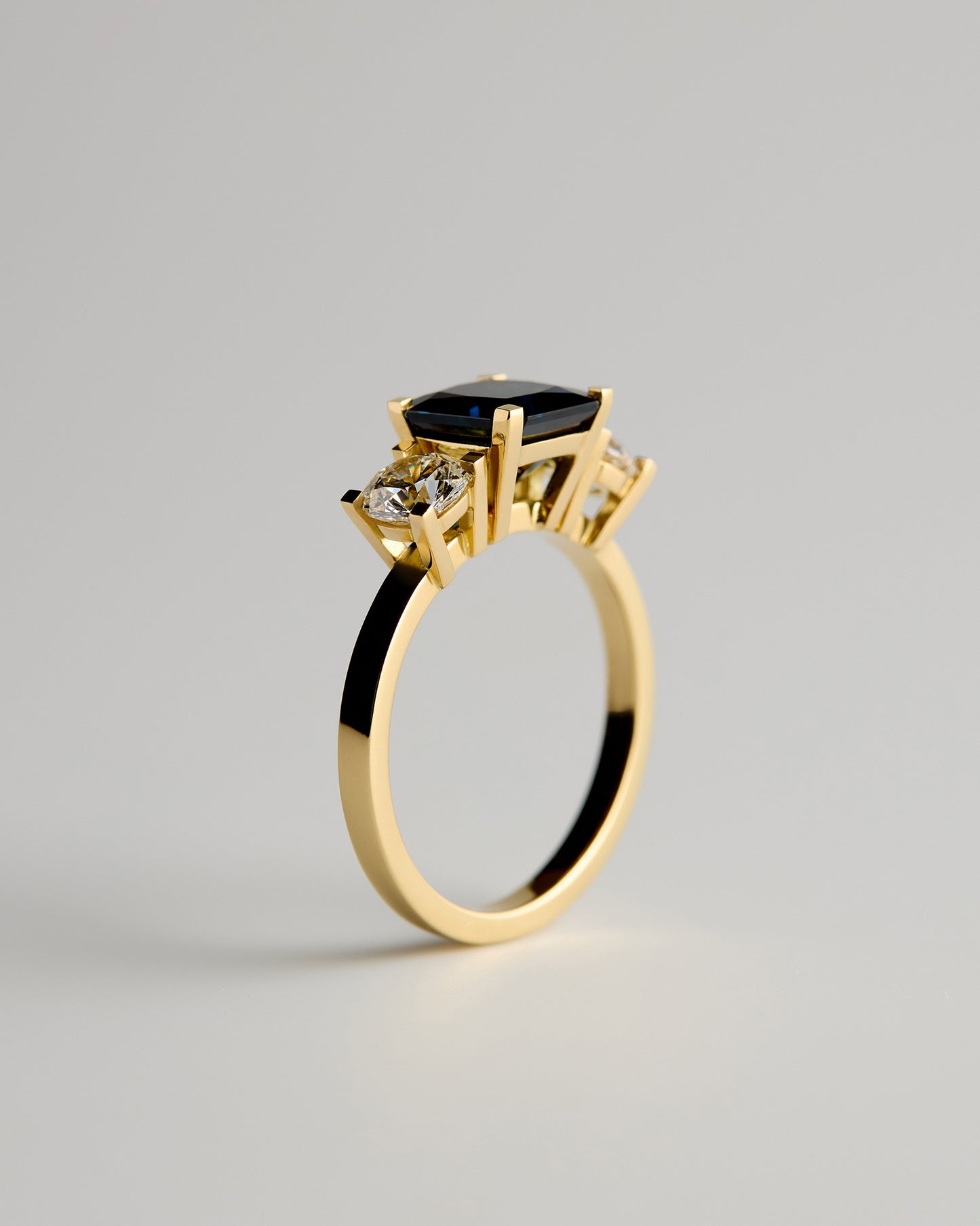 Triple Solitaire - Square Emerald Sapphire & White Diamond (Sol 50)