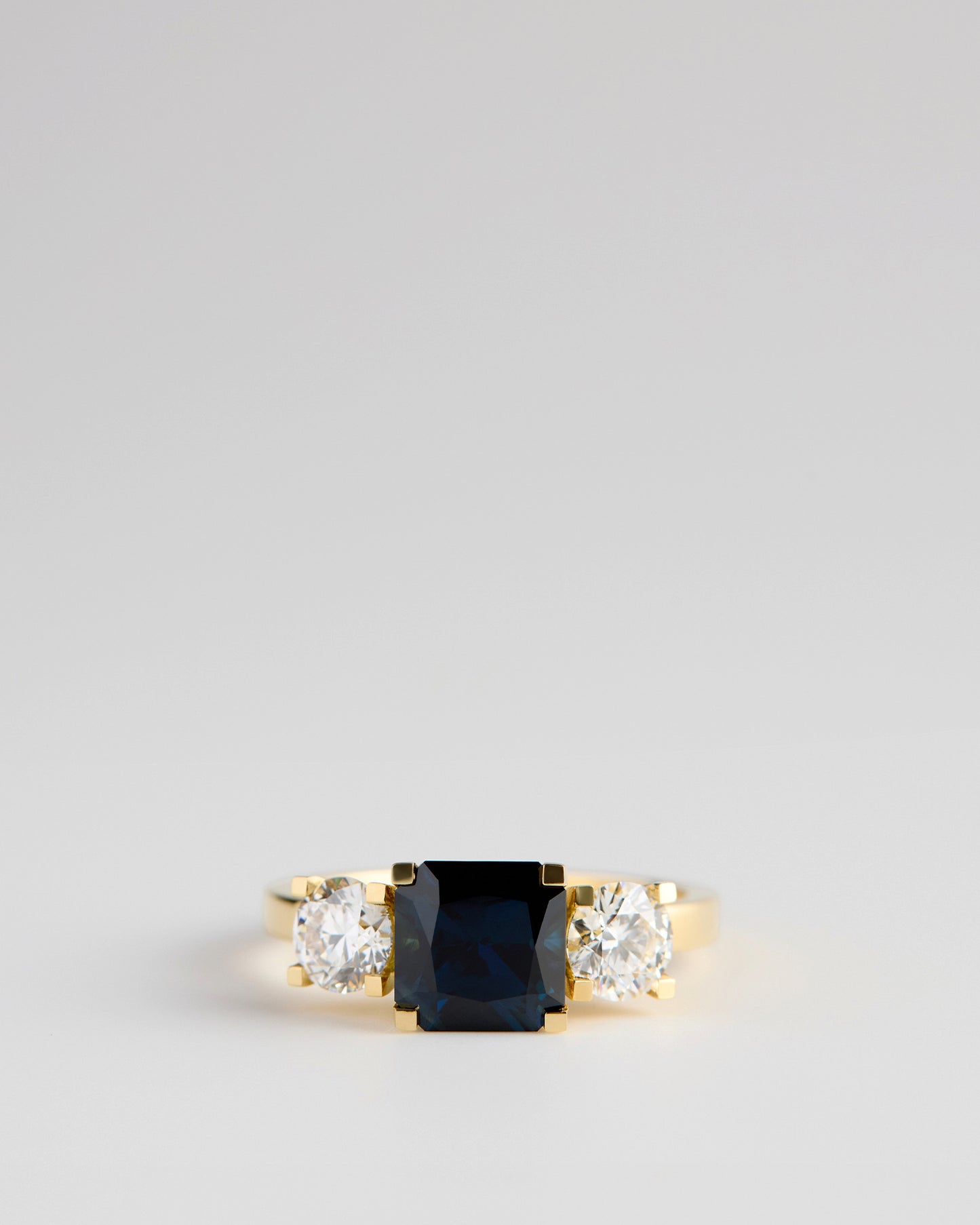 Triple Solitaire - Square Emerald Sapphire & White Diamond (Sol 50)