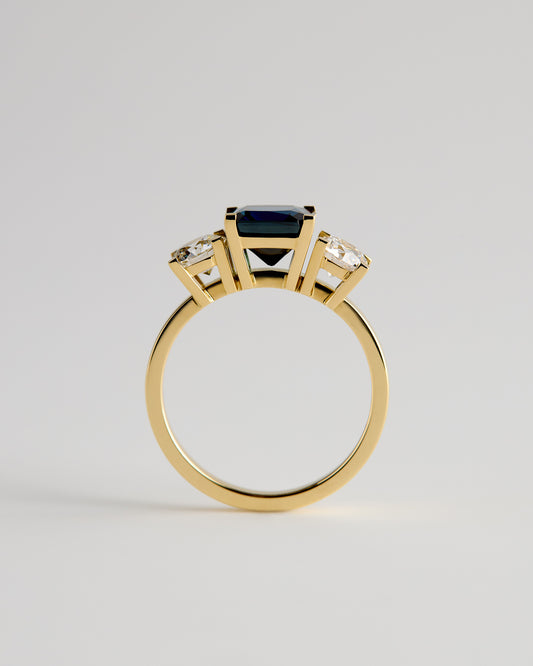 Triple Solitaire - Square Emerald Sapphire & White Diamond (Sol 50)