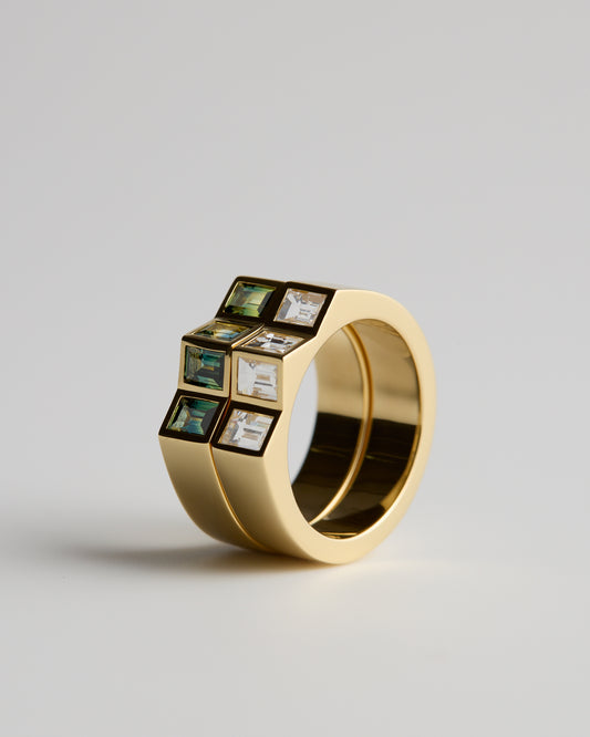Australian Parti Sapphires & White Diamonds - 18ct Yellow Gold