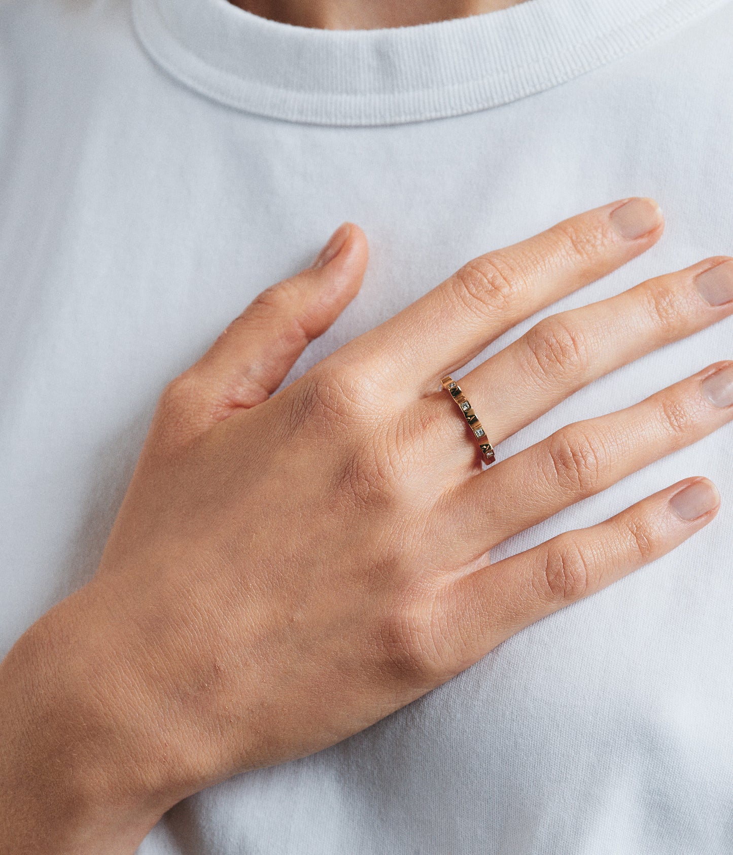 Fine Window Ring - White Diamonds