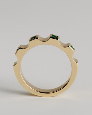 Medium Window Ring - Emeralds