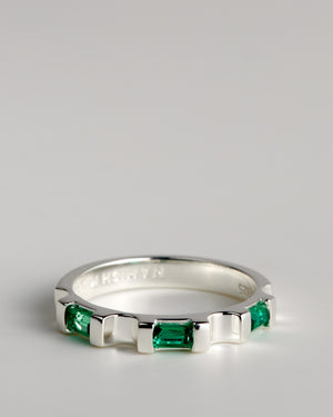 Bridge Ring - Sterling Silver | Emeralds